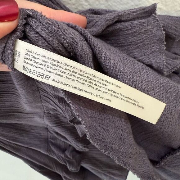 Free People L112316 Womens Dark Grey Adella Frilled Chemise Dress Size Medium - Picture 10 of 11